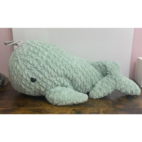 Goffa Narwhal‎ Unicorn Whale Plush Toy Mint Green Jumbo Size 24"+ - Picture 1 of 10